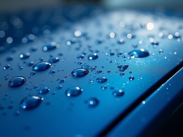 Water beading on a car with ceramic coating from Crystal Clean